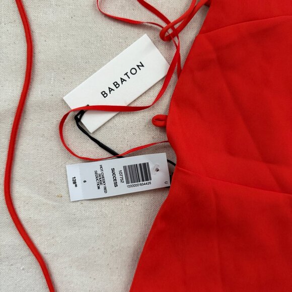 *NWT* Babaton | Success Matte Satin Midi Dress - Sz 6 / Hot Cheeky Red - Picture 7 of 12